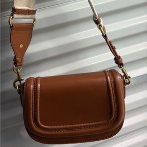 Zara Tan Leather Crossbody Bag